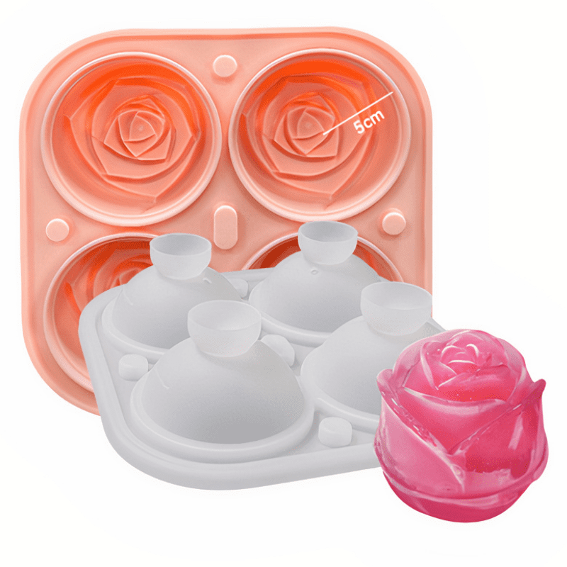 Acheter 4 trous 3D Rose fleur machine à glaçons moule à glace